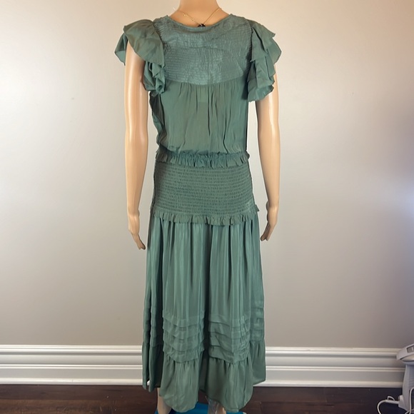 Sea New York Cecile Smocked Midi Dress Jade Green - Picture 7 of 8